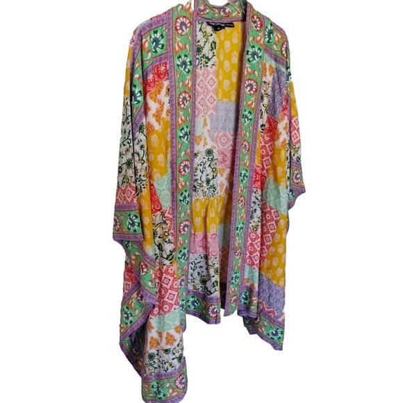 Floral Open Front Cardigan Tolani Collection Women's Size 1X Boho Beach Vacay - Picture 5 of 11